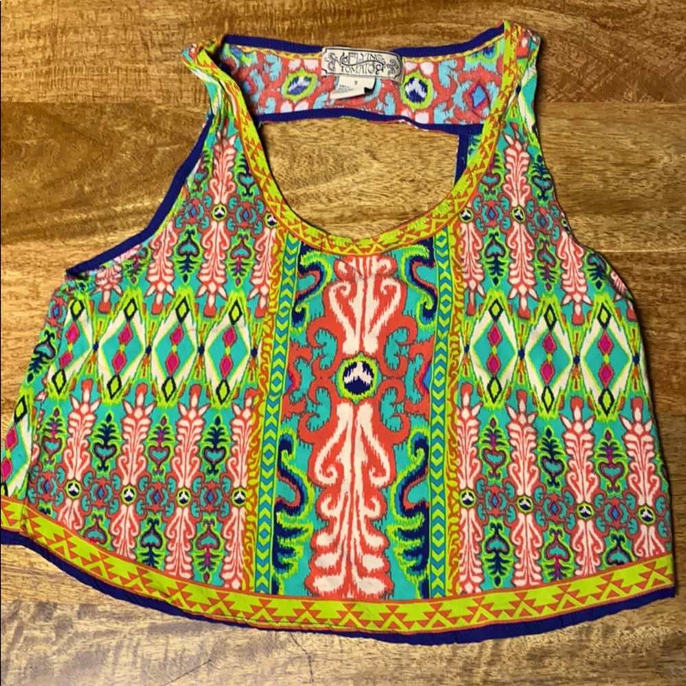 Bright print crop tank